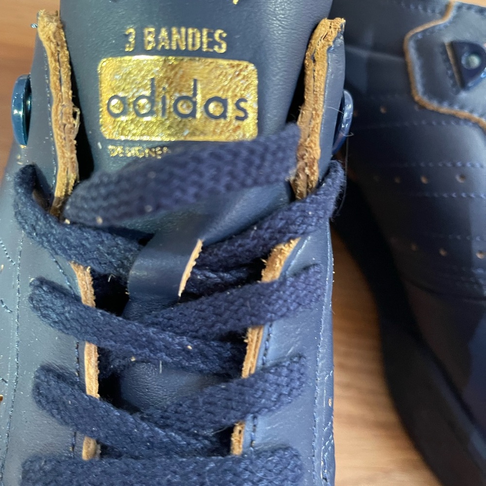 Adidas Men's Dark Blue and Gold Sneakers - Picture 5 of 7